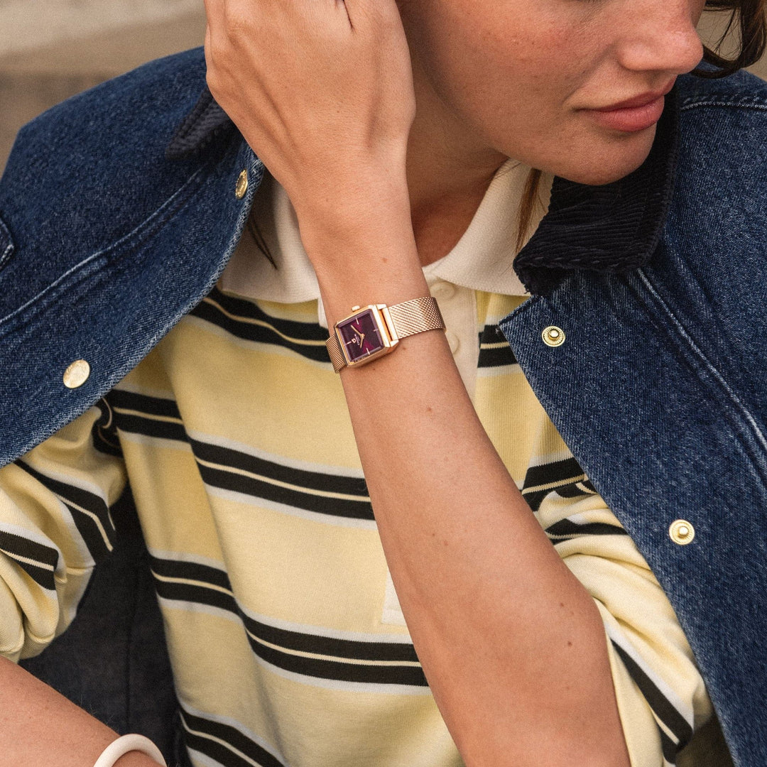 Montre Charlie Paris MONCEAURosé &amp; Bordeaux 36 mm en acier inoxydable Charlie Paris Montre Montre Charlie Paris MONCEAU Or Rosé &amp; Bordeaux 36 mm | Dépositaire Officiel Canada | Mathieu Blanchard Joaillerie Mathieu Blanchard Joaillerie