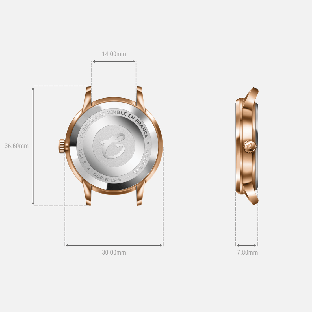 Charlie Paris Montre Montre Charlie Paris SULLY Phase de LuneRosé 30 mm en acier inoxydable