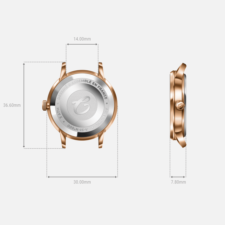 Charlie Paris Montre Montre Charlie Paris SULLY Phase de LuneRosé 30 mm en acier inoxydable