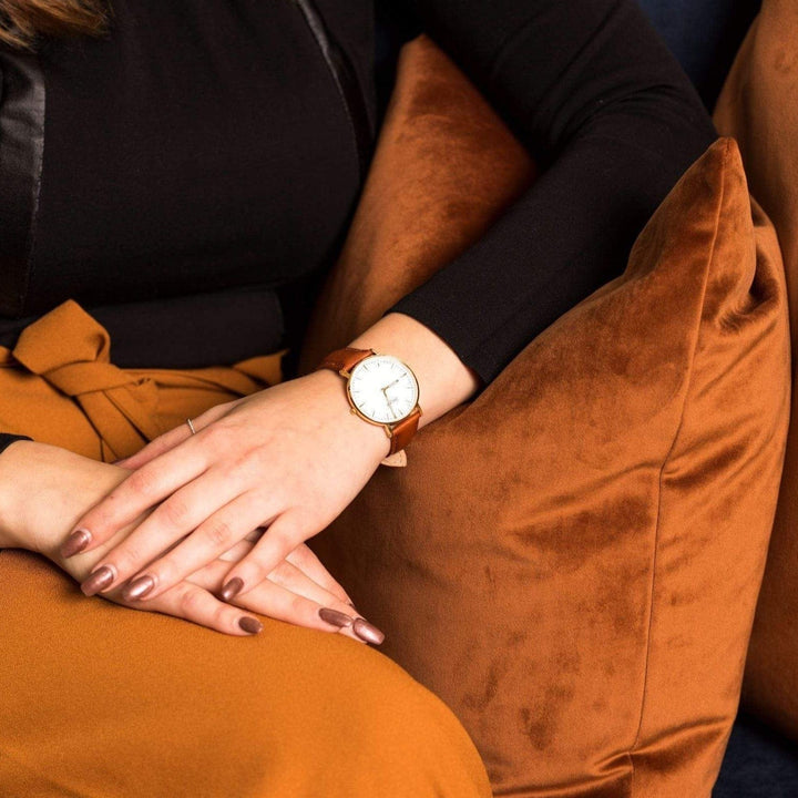 Haydn Montres Cuir / Tan Montre Daphne avec bracelet en cuir