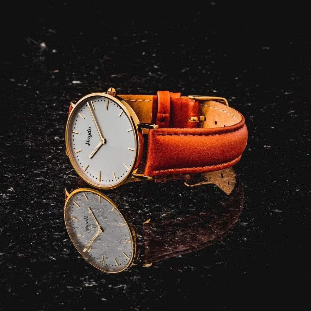 Haydn Montres Cuir / Tan Montre Daphne avec bracelet en cuir