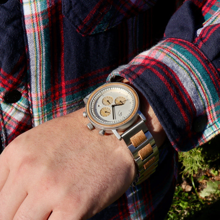 Mathieu Blanchard Montres Chêne provenant de baril de whisky recyclé Montre en bois de baril de whisky recyclé