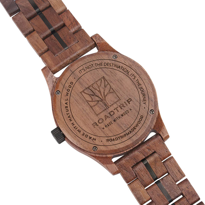Montre en bois Roadtrip Torréfaction Roadtripmadewood Montre en bois Acier inoxydable plaqué noir RTMW-ROADTRIP-TORREFACTION Montre Roadtrip - Torréfaction en bois | Mathieu Blanchard Joaillerie Mathieu Blanchard Joaillerie