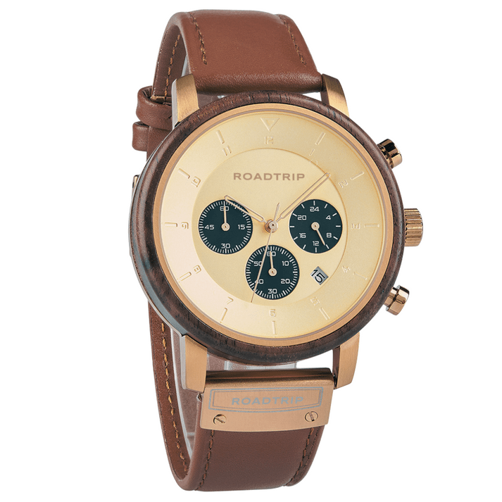 Roadtripmadewood Montre Gold Moon