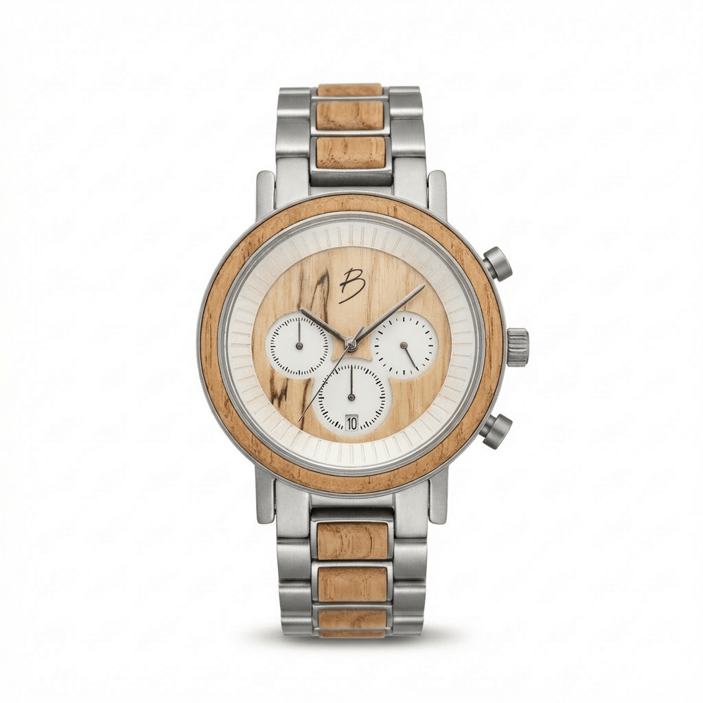 Mathieu Blanchard Montres Chêne provenant de baril de whisky Montre Harrison en bois de baril de whisky recyclé