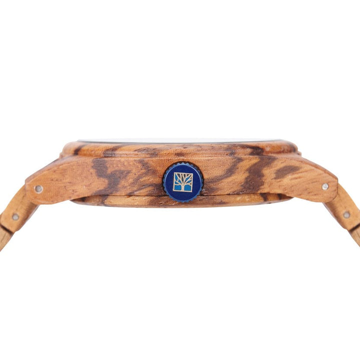 Roadtripmadewood Montre en bois Montre Horizon - Heure Bleue en bois