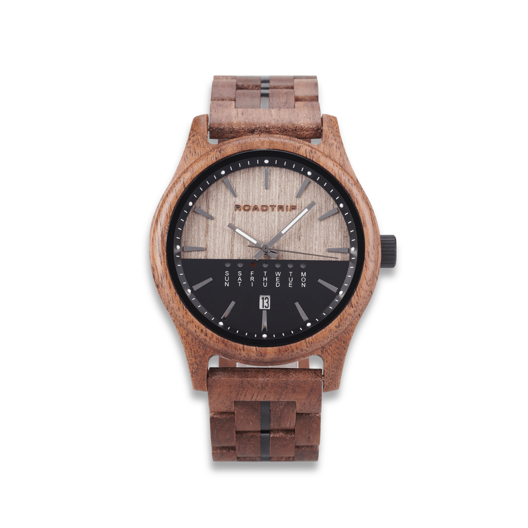 Roadtripmadewood Montre en bois Montre Horizon - Nomade en bois