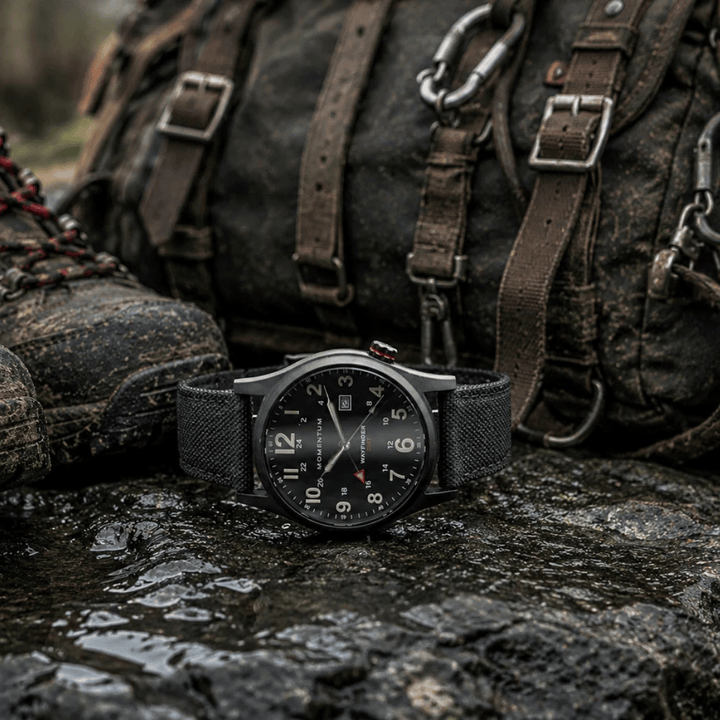 Montre Momentum Wayfinder II GMT- Noir 40mm Momentum Montre Titane plaqué noir 033BBCCFD-AB-B-B-AQM-AB-AC-A-A-K8 Montre Momentum Wayfinder II GMT- Noir 40mm - Mathieu Blanchard - Dépositaire officiel Bering Canada Mathieu Blanchard Joaillerie
