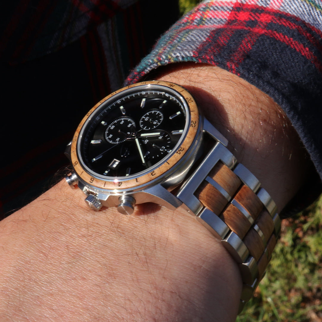 Mathieu Blanchard Montres Chêne provenant de baril de whisky recyclé Montre Tompion en bois de baril de whisky recyclé