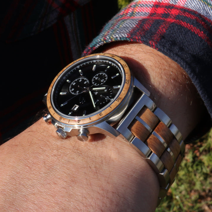 Mathieu Blanchard Montres Chêne provenant de baril de whisky recyclé Montre Tompion en bois de baril de whisky recyclé