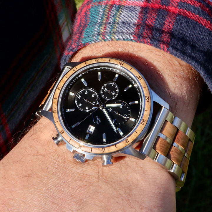 Mathieu Blanchard Montres Chêne provenant de baril de whisky recyclé Montre Tompion en bois de baril de whisky recyclé