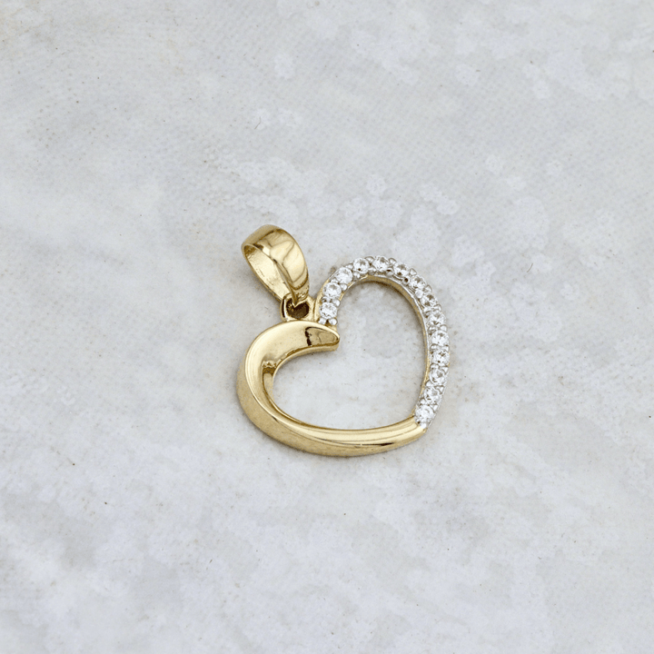 - Colliers Pendentif Coeur Demi-Scintillant en or 10K