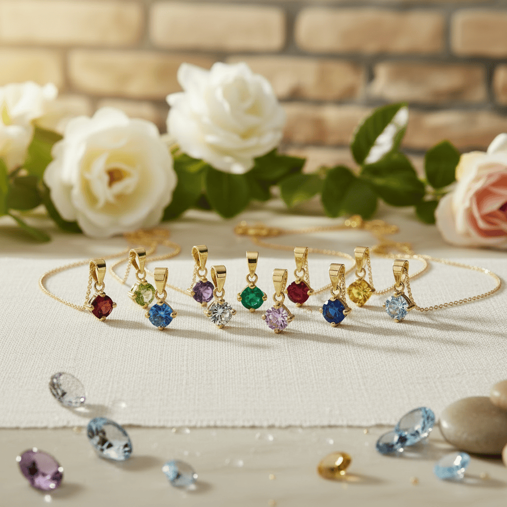 Pendentif Pierres de naissance en or jaune 10K - Boucles d'oreilles Pendentif Pierres de naissance 4mm en or 10K |  Mathieu Blanchard Mathieu Blanchard Joaillerie