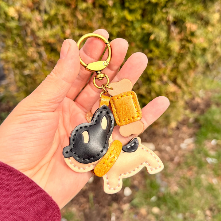 Porte clefs Chien Mathieu Blanchard ACCESSOIRES PPORM20167S Porte-clefs Chien et son os rembourré en cuir | Mathieu Blanchard Mathieu Blanchard Joaillerie
