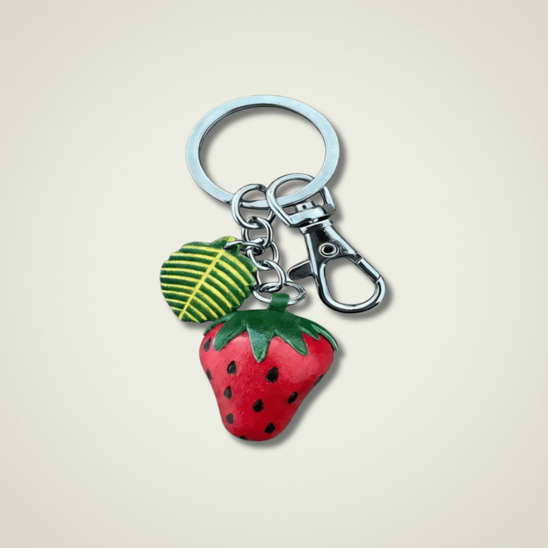Porte clefs Fraise Mathieu Blanchard ACCESSOIRES PPOM20153S Porte-clefs Fraise en cuir | Mathieu Blanchard Mathieu Blanchard Joaillerie