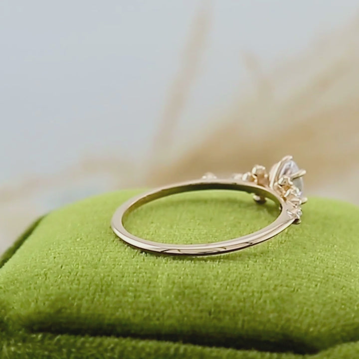 Oval Cloud 10K Gold or Sterling Silver and Moissanites Ring