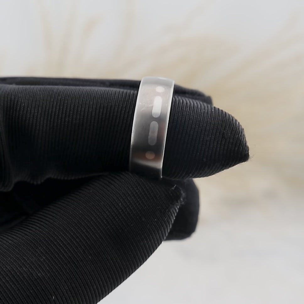 Morse Code Titanium and Silver Ring