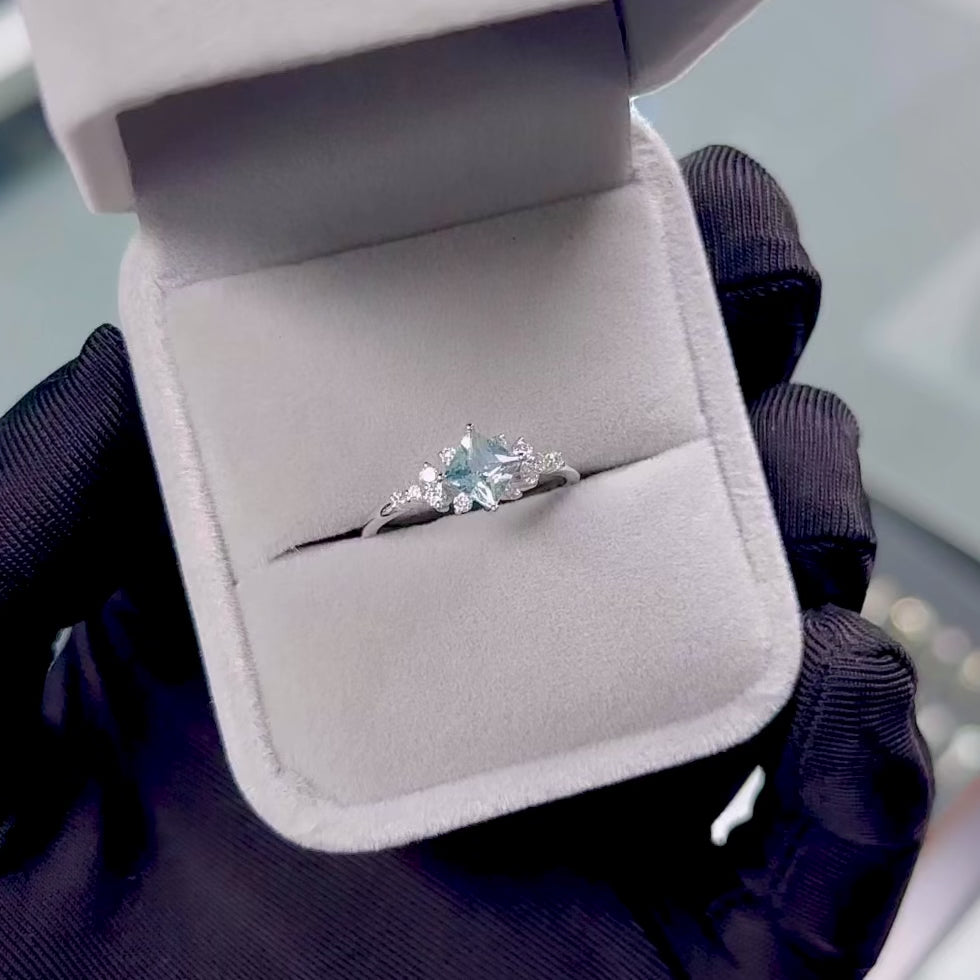 Princess 14K - 18K Gold, Aquamarine and Diamonds Ring