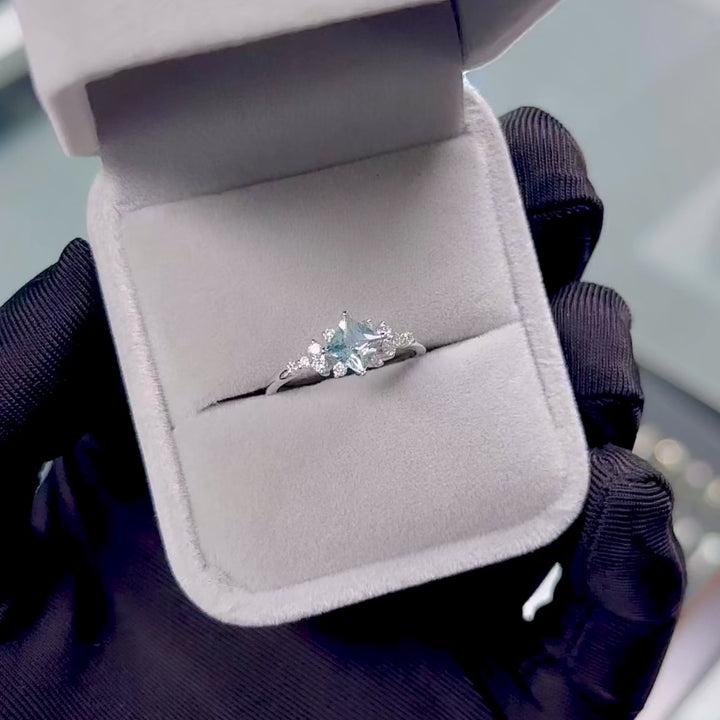 Princess 14K - 18K Gold, Aquamarine and Diamonds Ring