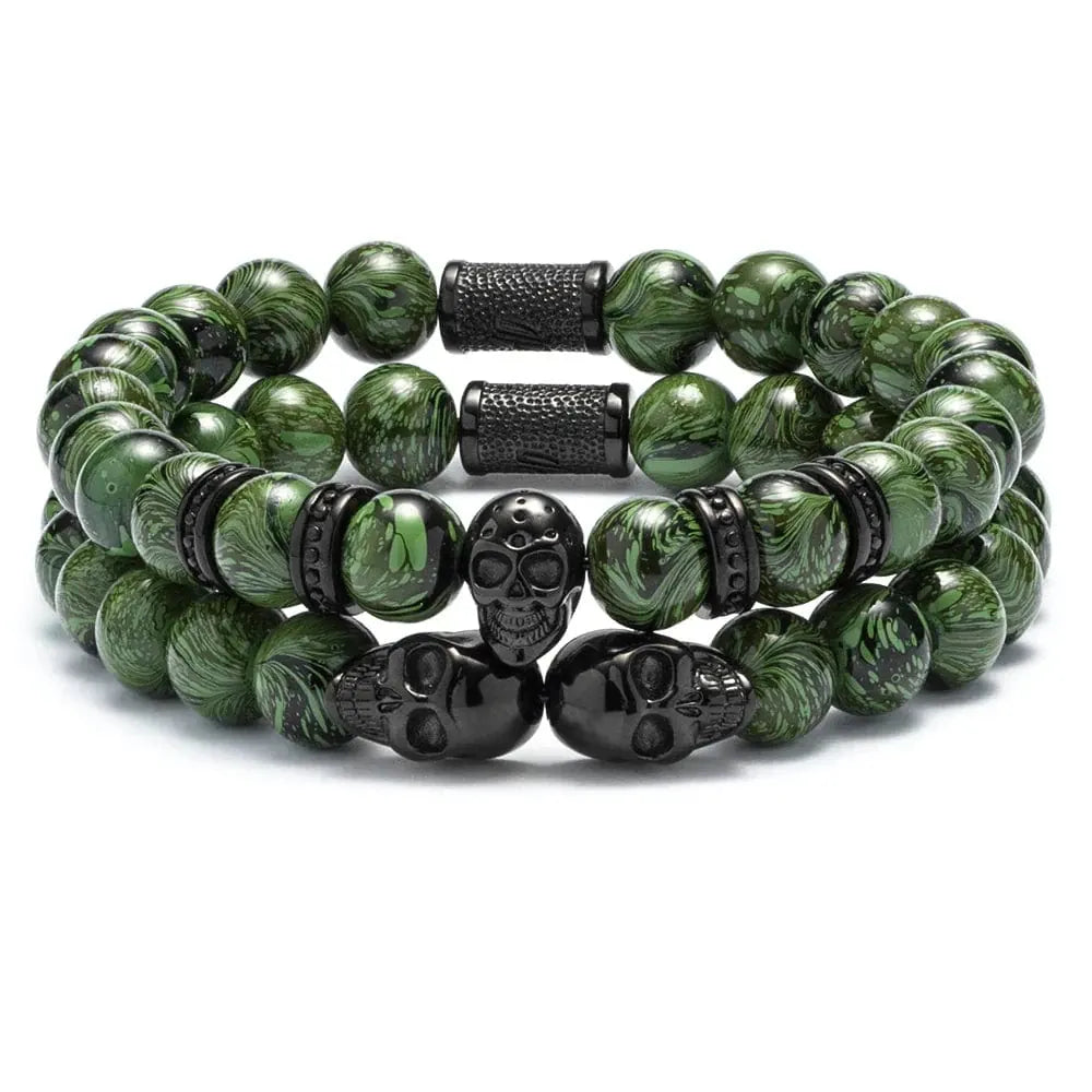 Quatuor de bracelets Strike en acier inoxydable SkeletonHD Bracelets Acier inoxydable Lot de 4 bracelets Strike Box - Camouflage, par SkeletonHD | Mathieu Blanchard Mathieu Blanchard Joaillerie