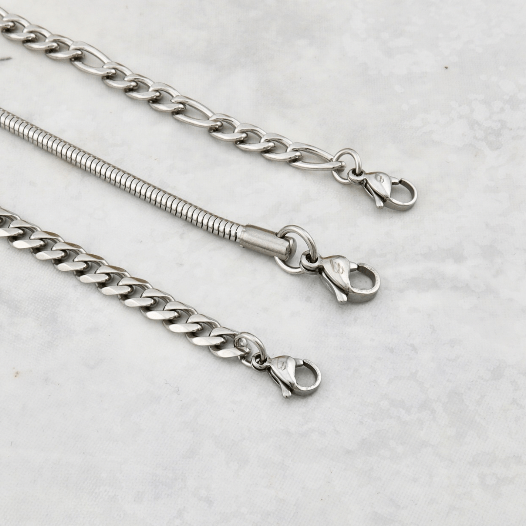 Trio de bracelets La Force en acier inoxydable Mathieu Blanchard Bracelets Acier inoxydable Trio de bracelets en acier inox gourmette - figaro  unisexe Mathieu Blanchard Joaillerie