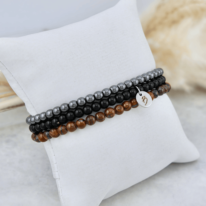 Trio de bracelets Oeil de tigre, Onyx et Hématite Mathieu Blanchard Bracelets Acier inoxydable Trio de bracelets Oeil de tigre, Onyx et Hématite Mathieu Blanchard Joaillerie