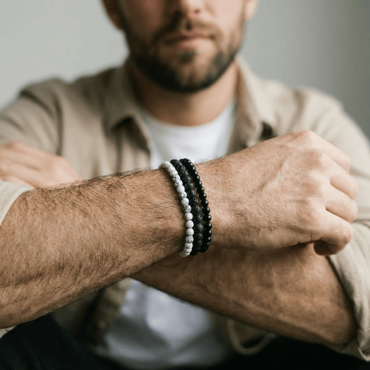 Mathieu Blanchard Bracelets Trio de bracelets Turquoise, Pierre de lave et onyx