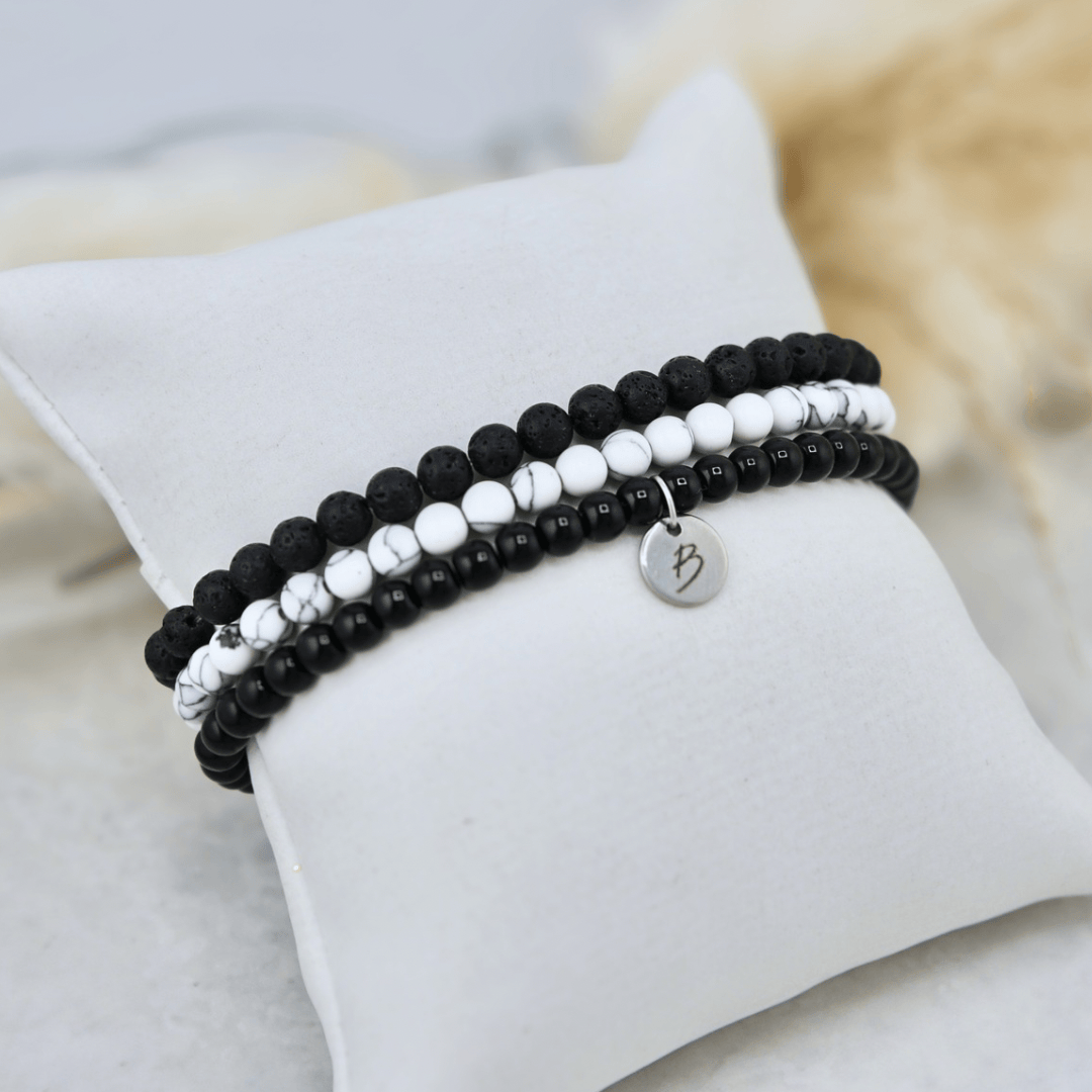Mathieu Blanchard Bracelets Trio de bracelets Turquoise, Pierre de lave et onyx