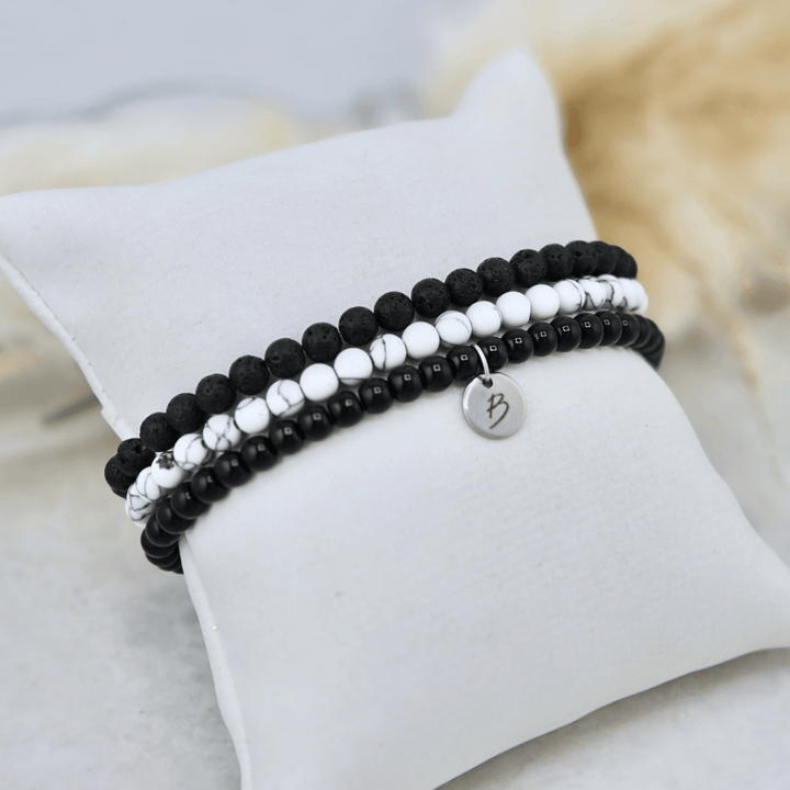 Mathieu Blanchard Bracelets Trio de bracelets Turquoise, Pierre de lave et onyx