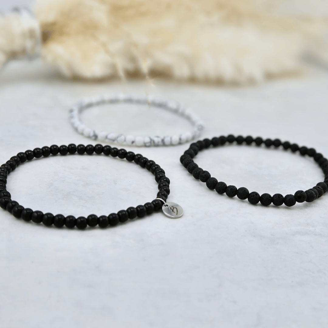 Mathieu Blanchard Bracelets Trio de bracelets Turquoise, Pierre de lave et onyx