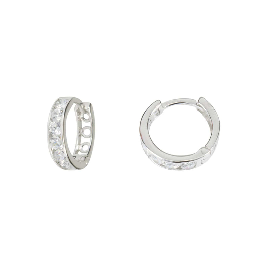 - Argent / 10 mm Boucles d'oreilles huggies 10mm, 13mm, 15mm ou 17mm et cz sur or jaune, blanc ou rose 10K