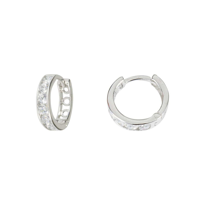 - Argent / 10 mm Boucles d'oreilles huggies 10mm, 13mm, 15mm ou 17mm et cz sur or jaune, blanc ou rose 10K