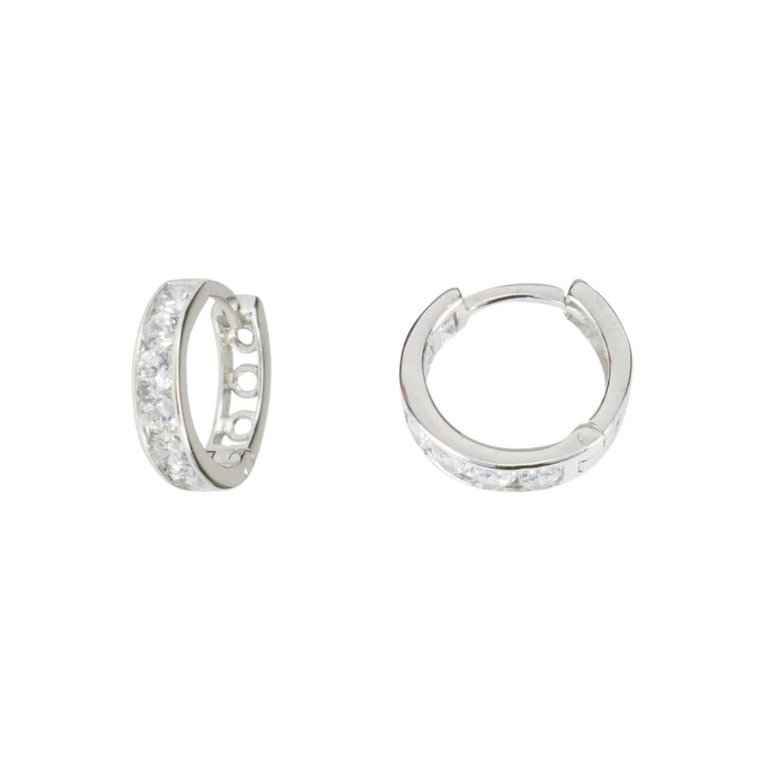 - Argent / 13 mm Boucles d'oreilles huggies 10mm, 13mm, 15mm ou 17mm et cz sur or jaune, blanc ou rose 10K