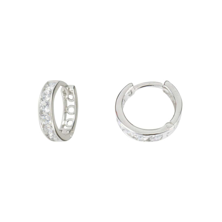 - Argent / 13 mm Boucles d'oreilles huggies 10mm, 13mm, 15mm ou 17mm et cz sur or jaune, blanc ou rose 10K