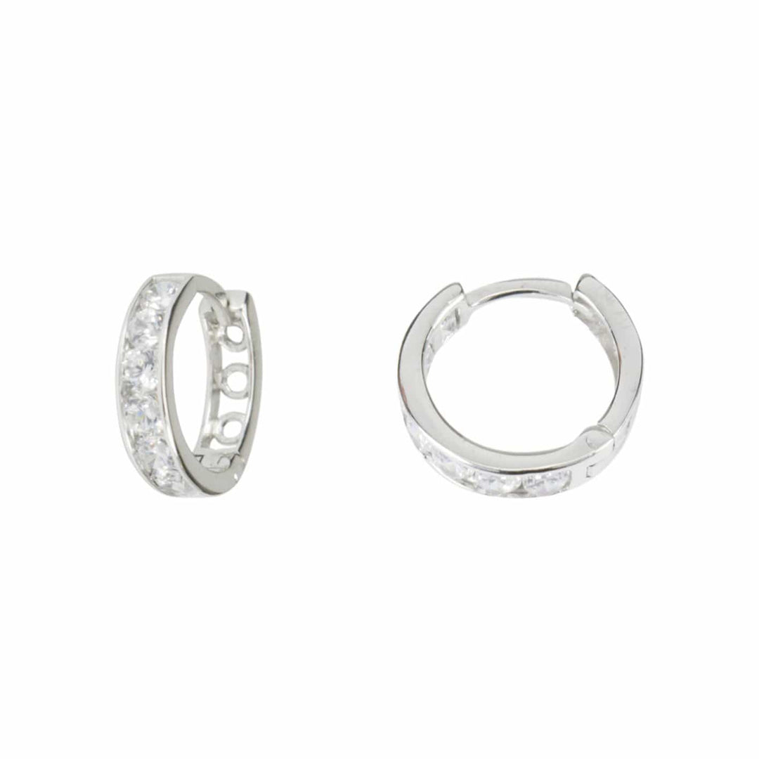 - Argent / 15 mm Boucles d'oreilles huggies 10mm, 13mm, 15mm ou 17mm et cz sur or jaune, blanc ou rose 10K