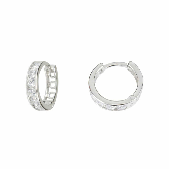 - Argent / 15 mm Boucles d'oreilles huggies 10mm, 13mm, 15mm ou 17mm et cz sur or jaune, blanc ou rose 10K