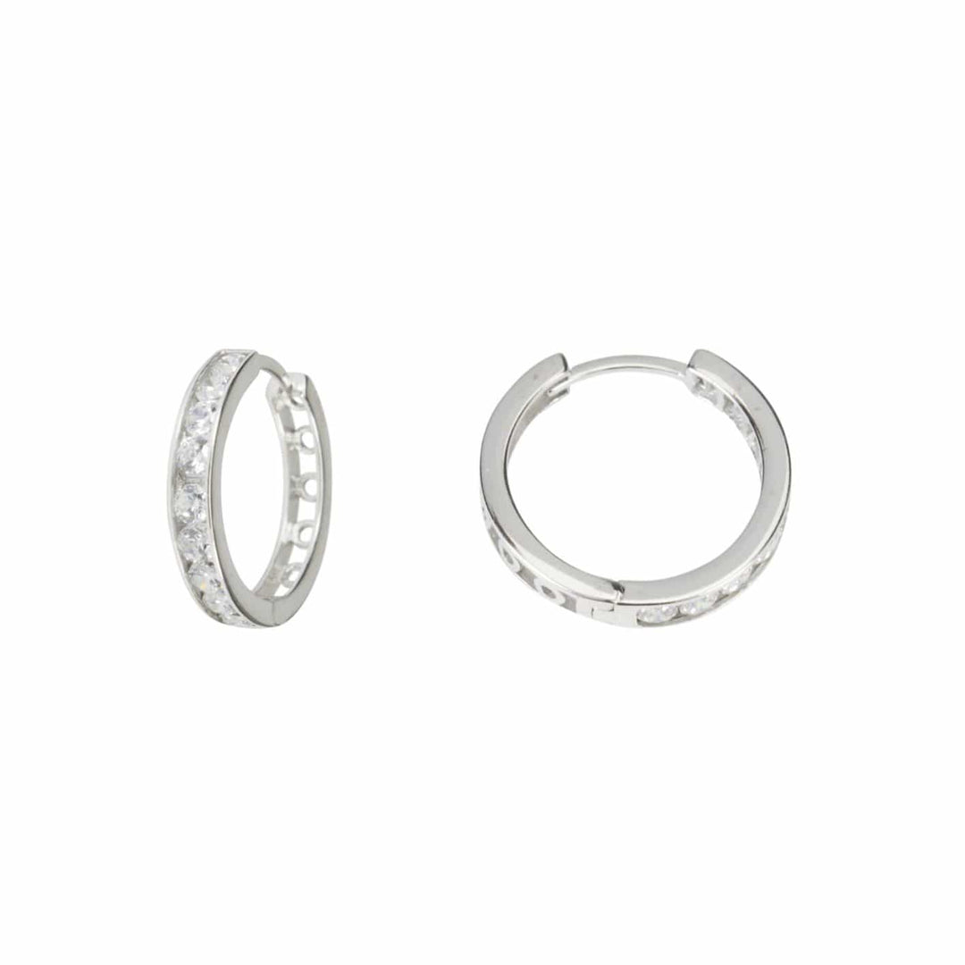 - Argent / 17 mm Boucles d'oreilles huggies 10mm, 13mm, 15mm ou 17mm et cz sur or jaune, blanc ou rose 10K