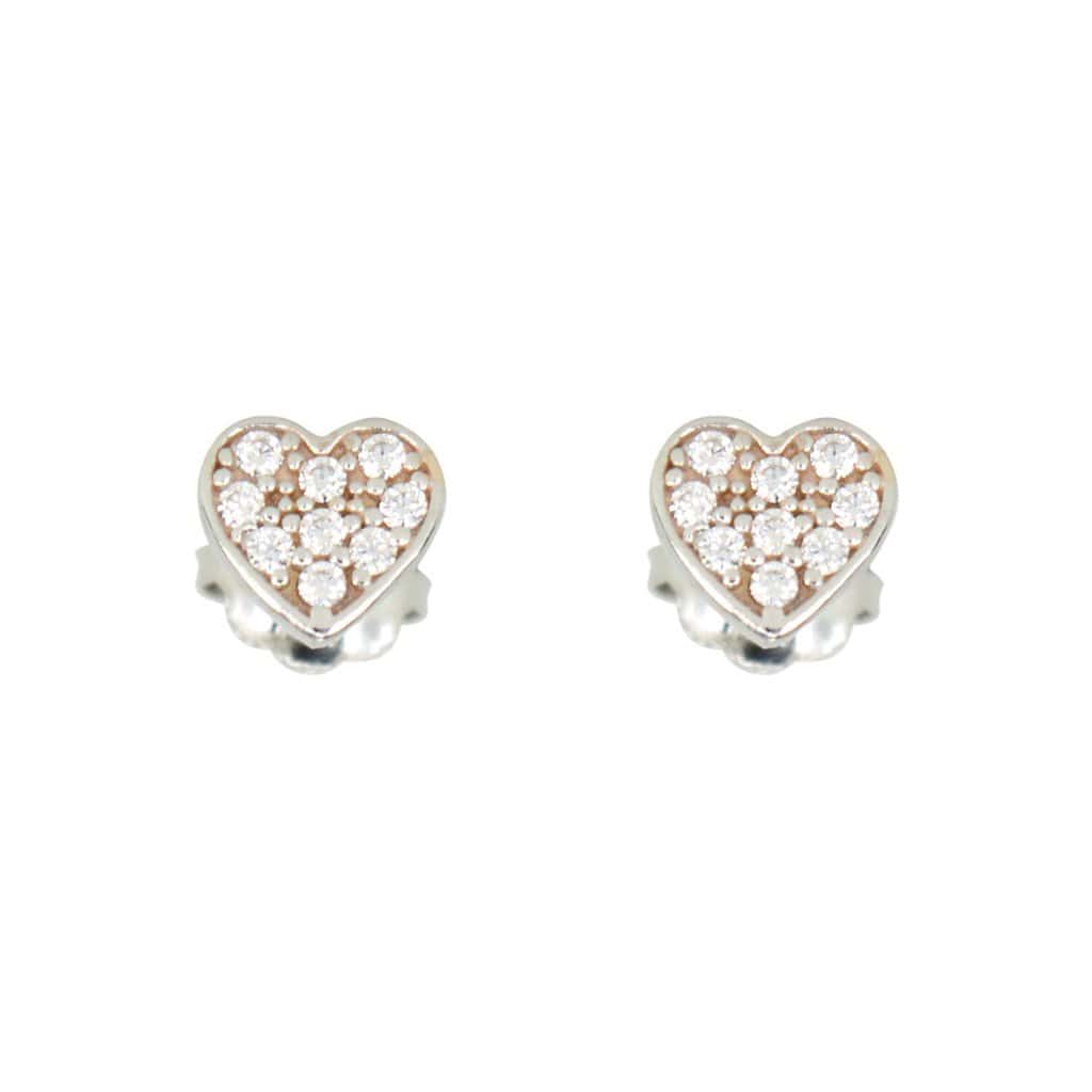 - Argent Boucles d'oreilles Coeurs et cz sur or jaune ou blanc 10K