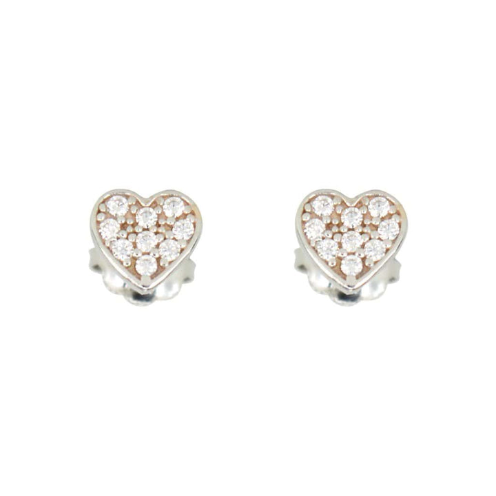 - Argent Boucles d'oreilles Coeurs et cz sur or jaune ou blanc 10K
