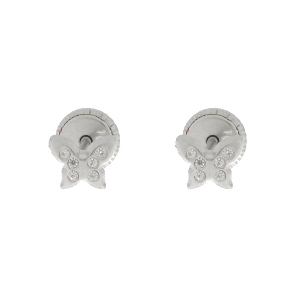 - Argent Boucles d'oreilles Papillons et cz sur or 10K