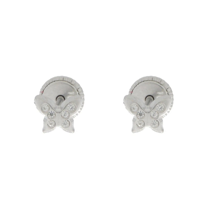 - Argent Boucles d'oreilles Papillons et cz sur or 10K
