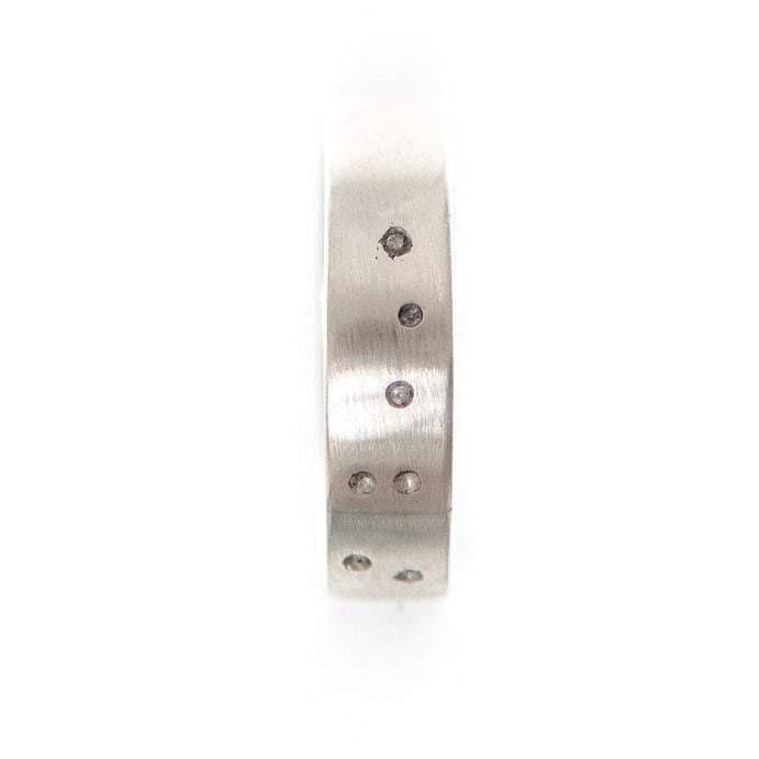 Atelier du bon bouleau Bague en argent et 7 diamants canadien