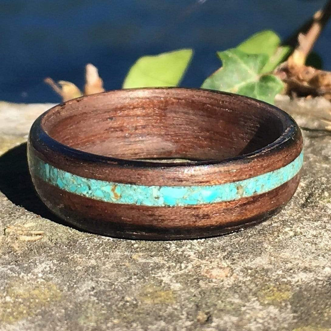 Atelier du bon bouleau Bague en bois et turquoise personnalisée