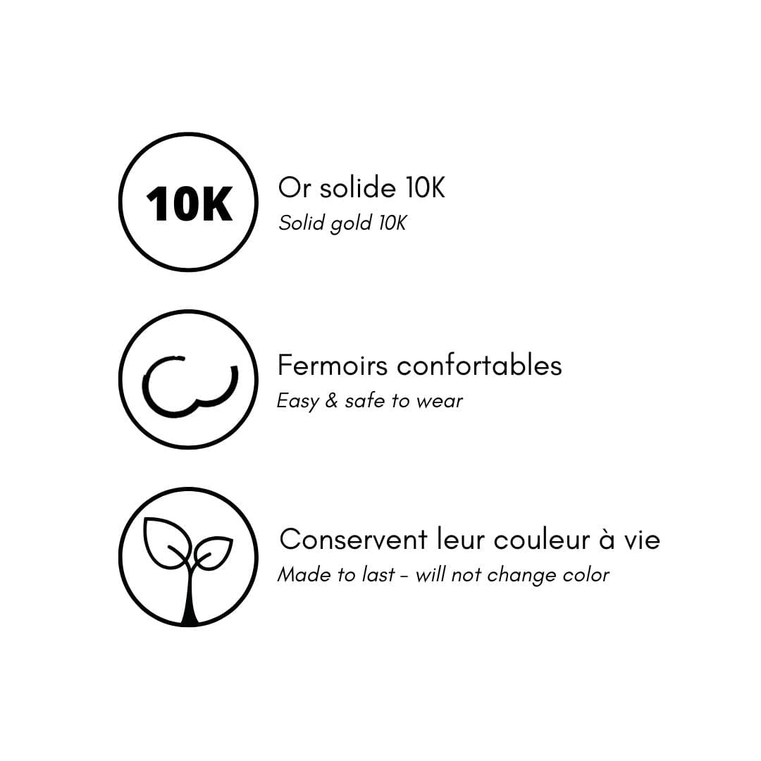 - Boucles d'oreilles Boucles d'oreilles huggies Minimalistes 12 mm en or jaune, blanc ou rose 10K