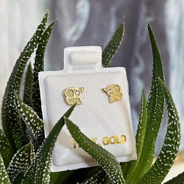 - Boucles d'oreilles Éléphanteaux et cz sur or 10K