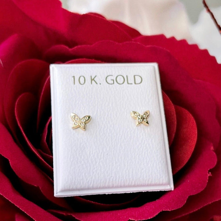- Boucles d'oreilles Papillons et cz sur or 10K