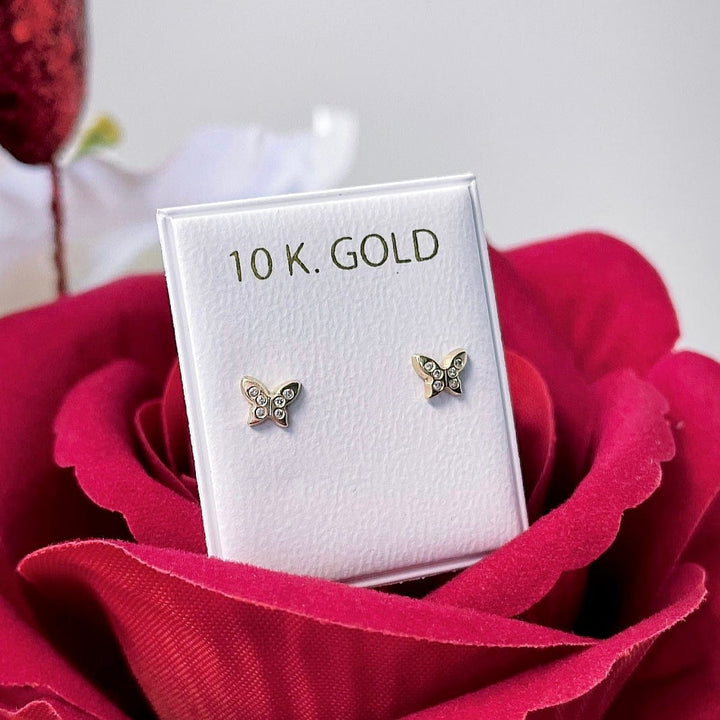- Boucles d'oreilles Papillons et cz sur or 10K