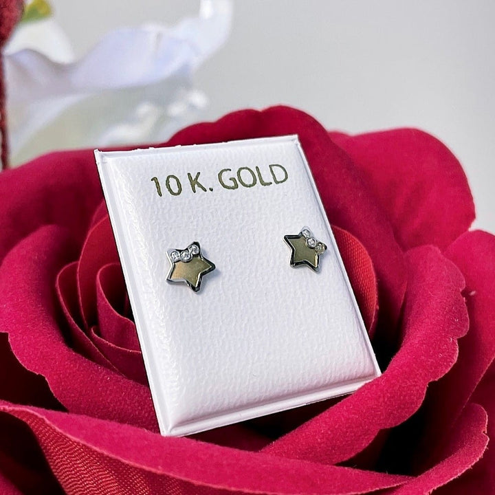 - Boucles d'oreilles Petites étoiles et cz sur or 10K