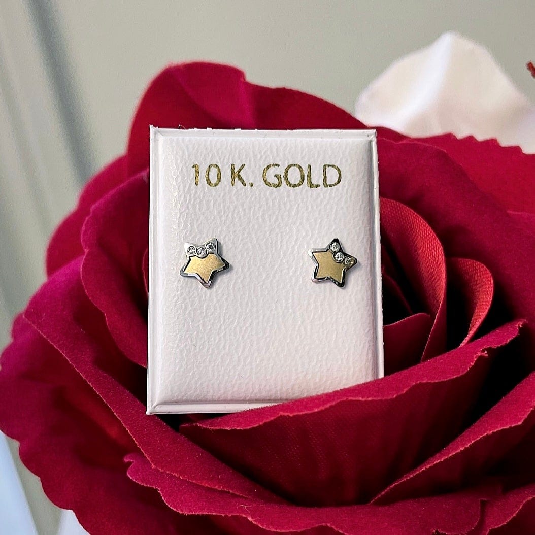 - Boucles d'oreilles Petites étoiles et cz sur or 10K