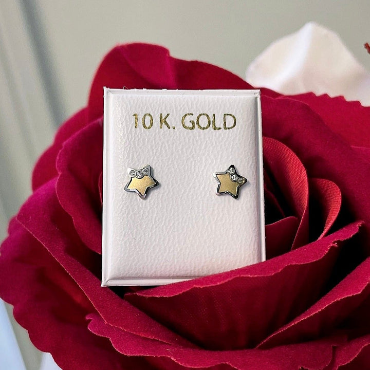 - Boucles d'oreilles Petites étoiles et cz sur or 10K